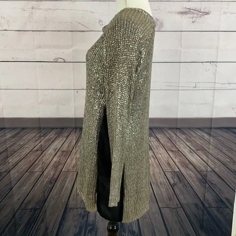 Chelsea Violet Sweater Tunic Womens Medium Knite Metallic Sparkle NYE Lined‎
